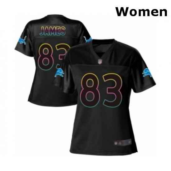 Womens Detroit Lions 83 Jesse James Game Black Fashion Football Jersey